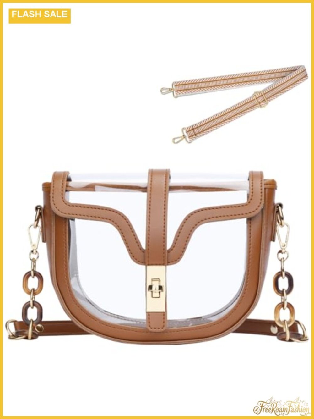 Clear Crossbody Bag Stadium Approved PVC Vegan Leather Convertible Purse